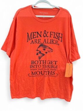 Field & Stream Orange Graphic 'Men & Fish Are Alike' Short-Sleeve Tee